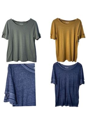 Lot of 3 MUDD T-Shirts Olive Short Sleeve Mustard Navy Casual M.
